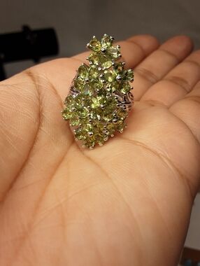 925 genuine peridot ring,  bold.